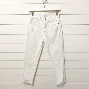 Pistola | High Rise White Copped Distressed Hem Jeans Size 24